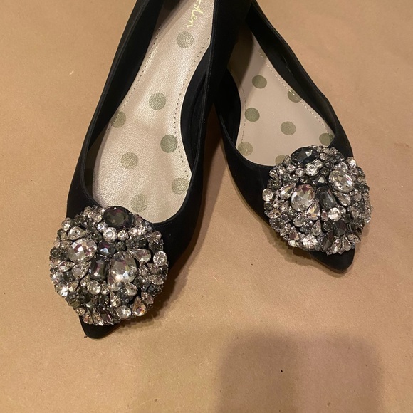 Boden Black Flats with Crystal Embellishments - Picture 2 of 4